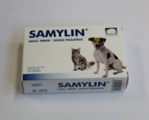Twenty four boxes of Samylin liver supplements for small breed dogs (Expiry date 02/2024).