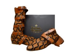 A pair of as new Vivienne Westwood Pirate boots in tan/brown (EU 43- RRP £460).