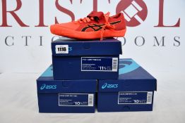 Three pairs of as new Asics High Jump Pro trainers (2 x UK 9.5, 1 x UK 10.5).