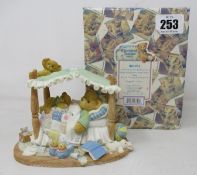A boxed as new Cherished Teddies - Drew - Boy In Canopy Bed Figurine.