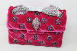 An as new Kurt Geiger Velvet mini Kensington bag in fuchsia (RRP £140).