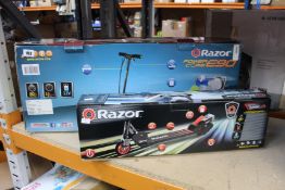 A boxed Razor Power Core E90 battery 12V scooter, 10mph, 54KG max, 80min + and a Razor Turbo folding