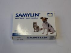 Twenty four boxes of Samylin liver supplements for small breed dogs (Expiry date 02/2024).