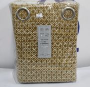 A pair of as new John Lewis & Partners Rona weave ochre eyelet curtains (RRP £180.00).