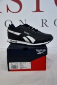 Four pairs of children's as new Reebok Royal Clog 2 trainers (2 x UK 5.5, UK 6, UK 6.5).