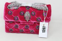 An as new Kurt Geiger Velvet mini Kensington bag in fuchsia (RRP £140).
