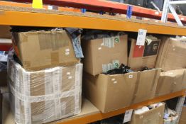 Seven boxes of pre-owned clothing and related items.