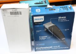A Philips Shaver 6000, a Philips Pro Clipper, a Wahl Clipper Kit Cordless Magic Clip and a Wahl