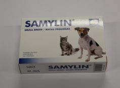 Twenty four boxes of Samylin liver supplements for small breed dogs (Expiry date 02/2024).