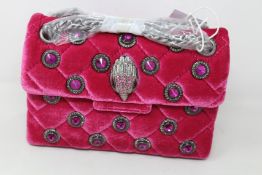 An as new Kurt Geiger Velvet mini Kensington bag in fuchsia (RRP £140).