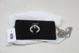An as new Jimmy Choo wallet with chain in sugar suede and crystal buckle (No tags but item is as