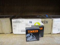Eighteen boxed as new Timken 33109 45mm Bore Metric Tapered Roller Bearings.