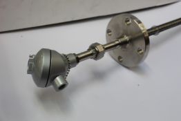 A H&B Sensors RTD Sensor with fabricated flanged thermowell (Viewing advised).