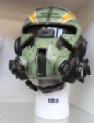 A Titanfall MCOR Marauder Corps Helmet for airsoft or cosplay.