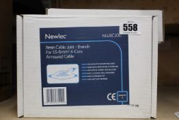 Seven boxed as new Newlec Resin Cable Joints NLUBCJ00 (Branch for 1.5-6mm 4-core armoured cables).