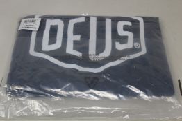 Six as new Deus Ex Machina Shield T-shirts in navy (S, M, L, XL, XXL, XXXL - RRP £32 each).