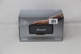 A boxed as new Marshall Emberton Portable Bluetooth Speaker in black.
