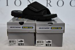 Five pairs of men's as new Skechers Wind Swell slides (UK 7, UK 8, 2 x UK 9, UK 10).