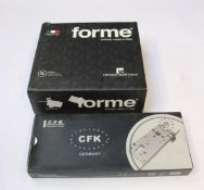 Seven pairs of Forme door handles in matte black (514 RIC 11N52) and ten 8545 European mortise