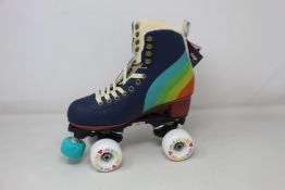 A pair of Chaya Melrose Elite quad skates with the 'Love is Love' design (Size UK 6 / EU 39) (Box