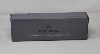 Twenty boxed as new Kitchboom 24 piece Essential Luxury Cutlery Sets (Colour: silver).