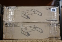 Two boxed as new Turbosound IQ8-WB steel wall brackets for IQ8 speakers.