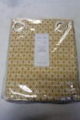 A pair of as new John Lewis & Partners Rona weave ochre eyelet curtains (RRP £180.00).