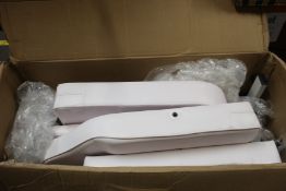 An unbranded barber/salon chair in white (Ref: YR-8006W, item untested).