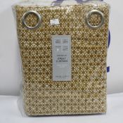 A pair of as new John Lewis & Partners Rona weave ochre eyelet curtains (RRP £180.00).