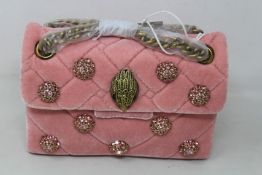 An as new Kurt Geiger Velvet mini Kensington bag in pale pink (RRP £140).