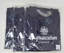 Three men's as new Aquascutum Felpa Uomo sweatshirts in navy (XL).