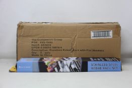 Four boxed as new Steven Raichlen - Best of Barbecue Stainless Steel Kebab Sets (1 rack, 6