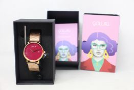A women's as new Coluri Pankhurst watch in scarlet (RRP £139).