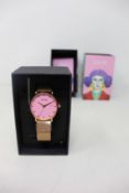 A women's as new Coluri Kahlo watch in rose (RRP £139).