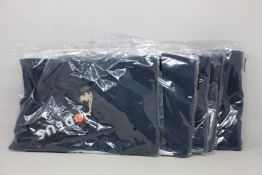 Six as new Deus Ex Machina Shield T-shirts in navy (S, M, L, XL, XXL, XXXL - RRP £32 each).