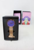 A women's as new Coluri Kahlo watch in violet (RRP £139).
