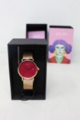 A women's as new Coluri Pankhurst watch in scarlet (RRP £139).