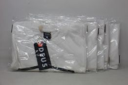 Six as new Deus Ex Machina Shield T-shirts in white (1 x S, 2 x M, 3 x L - RRP £32 each).