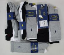 Six packs of as new Polo Ralph Lauren classic sports socks (3 pairs per pack - RRP £25 each).