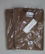 Two as new Calvin Klein superior wool crew neck sweaters in caramel (S).