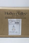 A boxed as new Hudson Valley Lighting SMYTH dark bronze pendant.