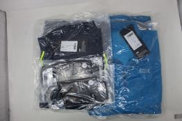 Two as new Gore Wear C3 sphere blue jerseys (Medium/small), two as new Gore Wear orbit blue 2 in 1