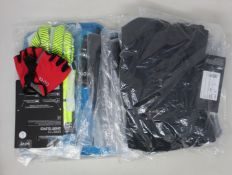 Assorted as new Gore cycling clothing/accessories; four pairs of women's R5 3/4 tights (Sizes EU 36,