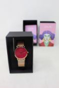 A women's as new Coluri Pankhurst watch in scarlet (RRP £139).
