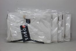 Six as new Deus Ex Machina Shield T-shirts in white (1 x S, 2 x M, 3 x L - RRP £32 each).