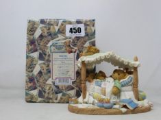 A boxed as new Cherished Teddies - Drew - Boy In Canopy Bed Figurine.