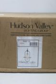 A boxed as new Hudson Valley Lighting SMYTH dark bronze pendant.