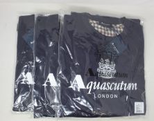 Three men's as new Aquascutum Felpa Uomo sweatshirts in navy (XL).