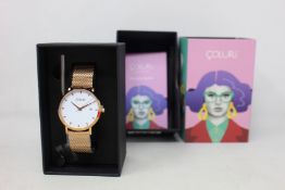 A women's as new Coluri Kahlo watch in snow (RRP £139).