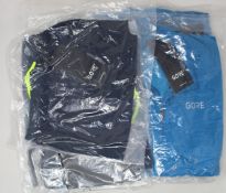 Two as new Gore Wear C3 sphere blue jerseys (Medium/Small), two as new Gore Wear orbit blue 2 in 1